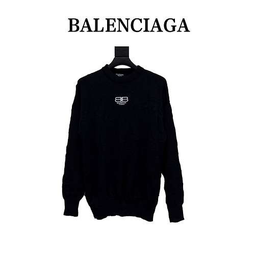 Maglione girocollo Balenciaga BLCG 22FW con piccola etichetta plissettata e bottoni di chiusura