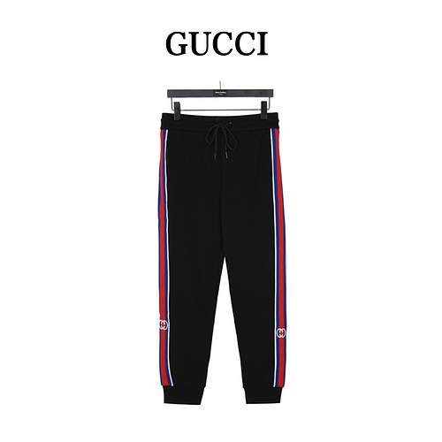 GucciPantaloni colorblocking in fettuccia a righe a righe tricolori Gucci 23Fw Double G