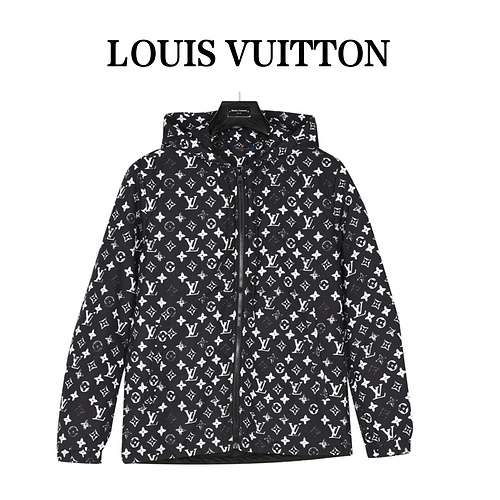 Cappotto in cotone con cappuccio presbiopia con stampa all-over di LVLouis Vuitton