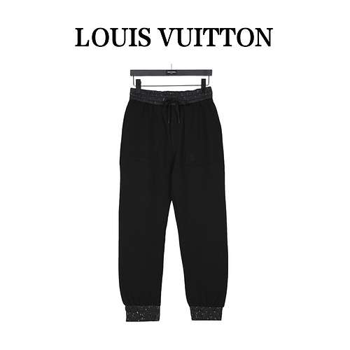 Pantaloni LVLouis Vuitton 23Fw stile passerella con logo ricamato pantaloni della serie highend di f