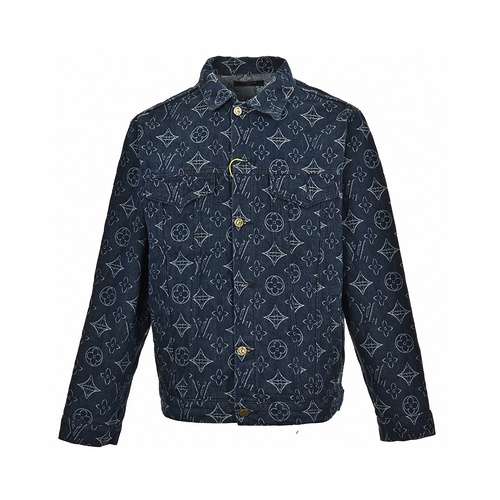 Giacca in denim presbiopia jacquard con stampa all-over di LVLouis Vuitton 24Fw