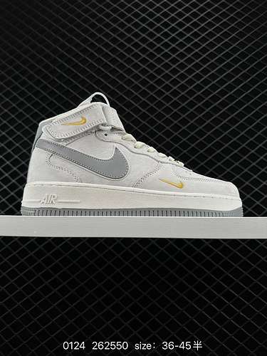 2 Nike Air Force Mid 7 piccolo gancio dorato ricamato Air Force 1 sneakers casual midtop Taglia 36 3