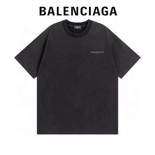 BLCGBalenciaga Seal Letters Maniche corte lavate e invecchiate