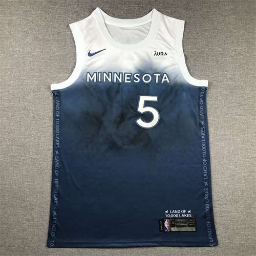 Timberwolves No. 5 Anthony Edwards Blue 24th Season City Edition Jersey