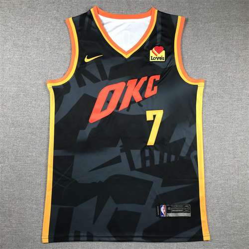 Maglia Thunder No 7 Chet Holmgren nera 24 New Season City Edition