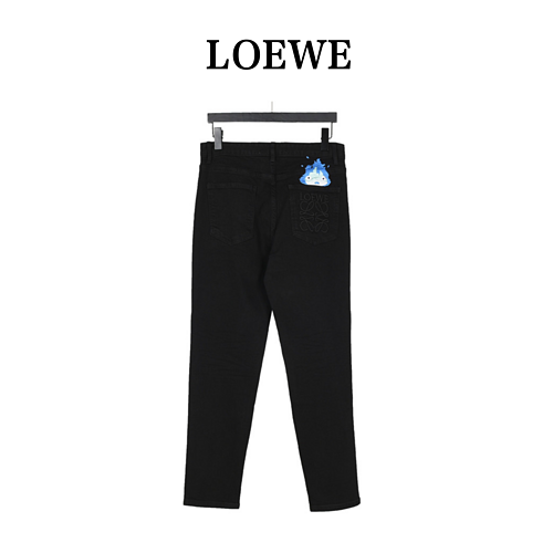 Jeans LOEWELuo Yiwei con LOGO ricamato a fiamma sul retro