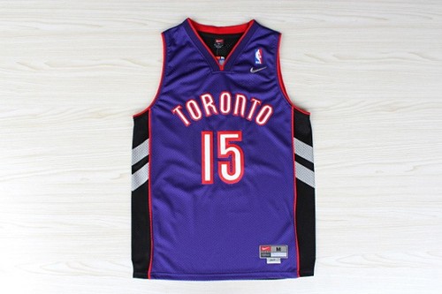 Raptors No. 15 Carter front purple and back black top quality mesh fan version jersey