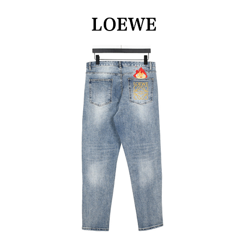 Jeans LOEWELuo Yiwei con LOGO ricamato a fiamma sul retro