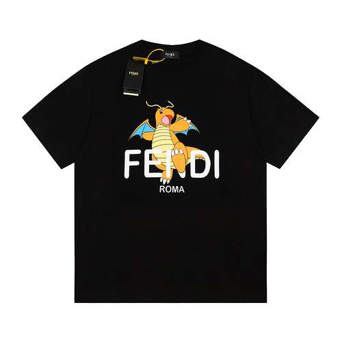 Fendi Fendi Fujiwara Hiroshi FRAGMENT Anno del Drago Charmander Manica corta Nero P155095888