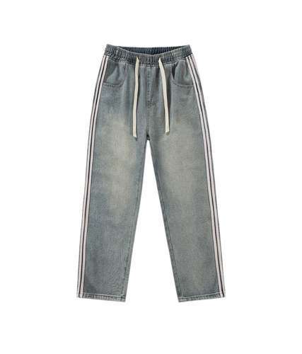 Jeans BLCG Balenciaga x AD Adidas modello congiunto 23FW tre strisce lavate con coulisse retrò