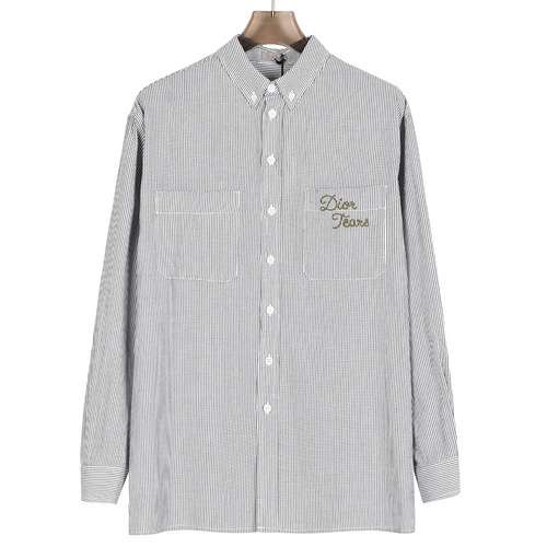 Camicia a maniche lunghe ricamata a righe CDDior 24SS CD