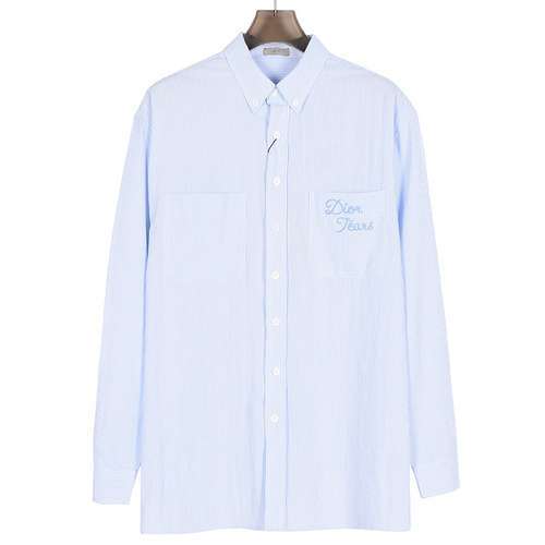 Camicia a maniche lunghe ricamata a righe CDDior 24SS CD