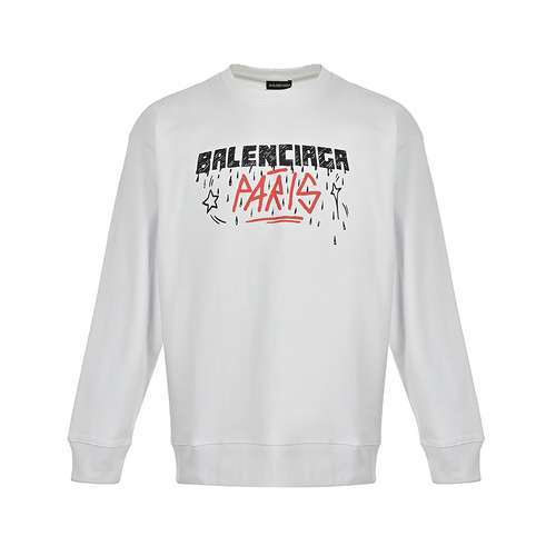 Felpa girocollo BLCGBalenciaga 23Fw con stampa lettere graffiti