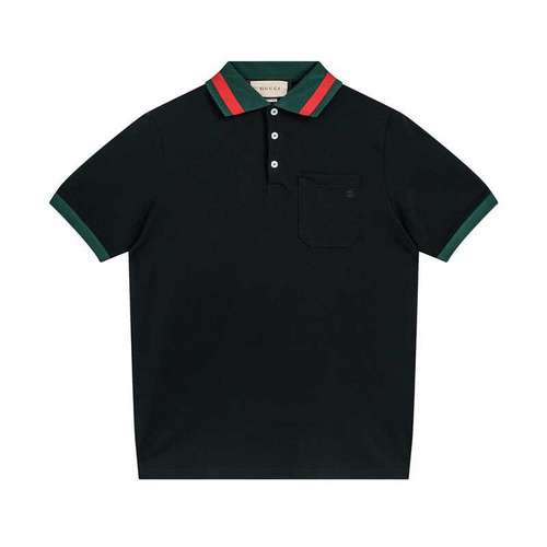 Gucci Gucci 24SS tessuto vermiglio 260g polo a maniche corte con doppia G ricamata con colletto a ri