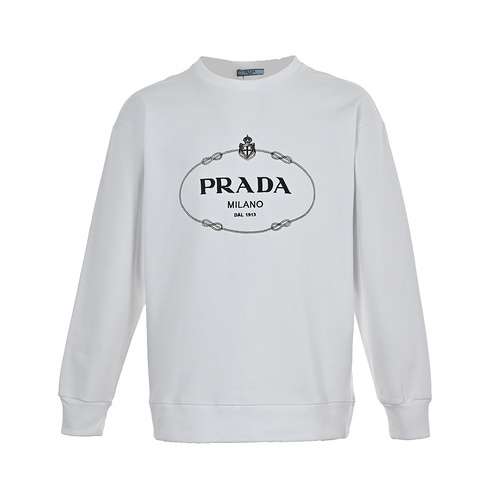 PRDPrada 23Fw felpa girocollo con logo ricamato