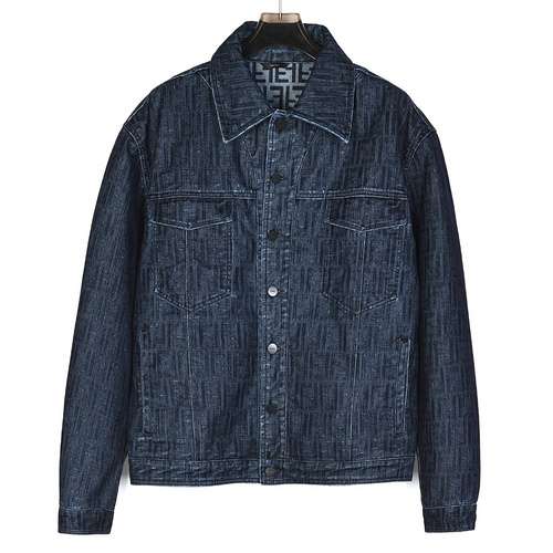 Giacca in denim FDFendi 24SS lavato jacquard con motivo scuro