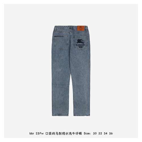 bbr 23Fw jeans lavati ricamati con cavallo da guerra tascabile