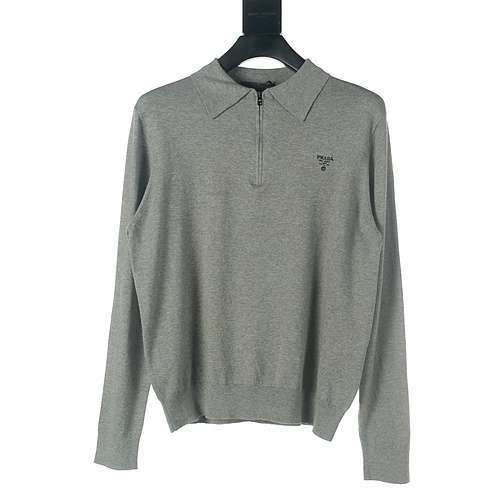 Maglione lavorato a maglia con fondo mezza zip Prada PRD 23FW grigio