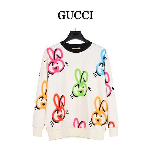 GcciGucci Year of the Rabbit Series Felpa girocollo con motivo coniglio Splashink e ricamo logo