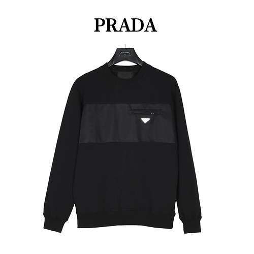 Felpa PRD Prada 24ss girocollo con cerniera patchwork