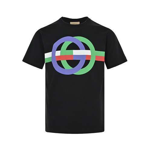 Gucci Maniche corte stampate con logo color block doppia G intrecciata Gucci 23ss