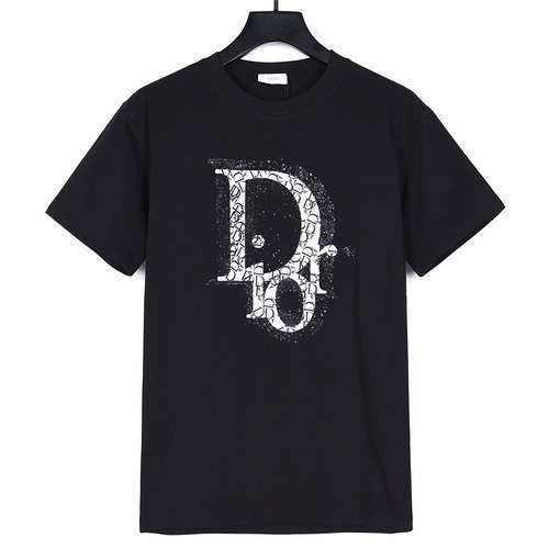 T-shirt a maniche corte con logo a pois di inchiostro CD Dior 2024