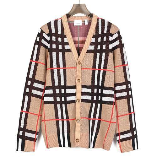 BBRMaglione cardigan a righe scozzesi Burberry 24SS