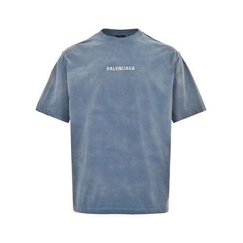 Logo BLCGBalenciaga 24ss ricamato sulle maniche corte lavate davanti e dietro