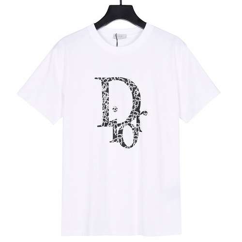 T-shirt a maniche corte con logo a pois di inchiostro CD Dior 2024