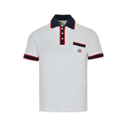 GucciGucci 23ss tasca classica ricamata doppia G Polo maniche corte