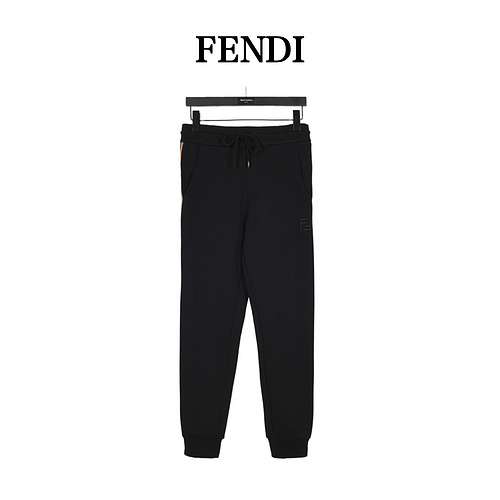 FDFendi 24Fw Pantaloni in tuta con ricamo Doppia F e logo in fettuccia