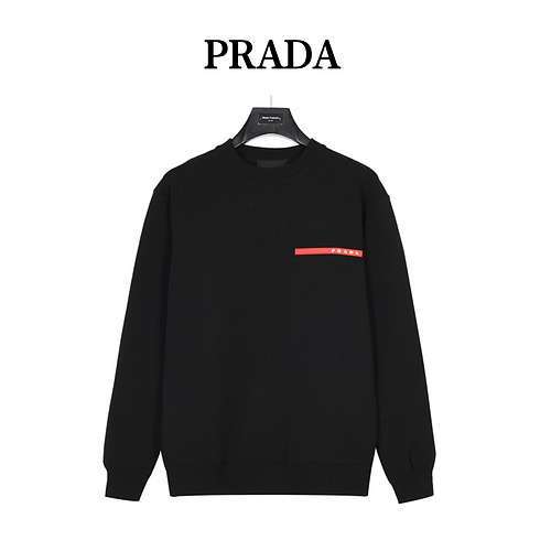 PRDPrada 24Fw classica felpa girocollo con finiture rosse