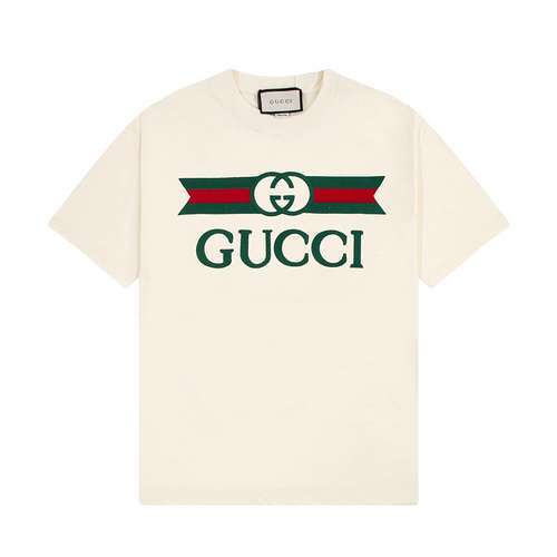 Gucci Tshirt oversize a maniche corte ricamata Gucci con logo Gcci intrecciato