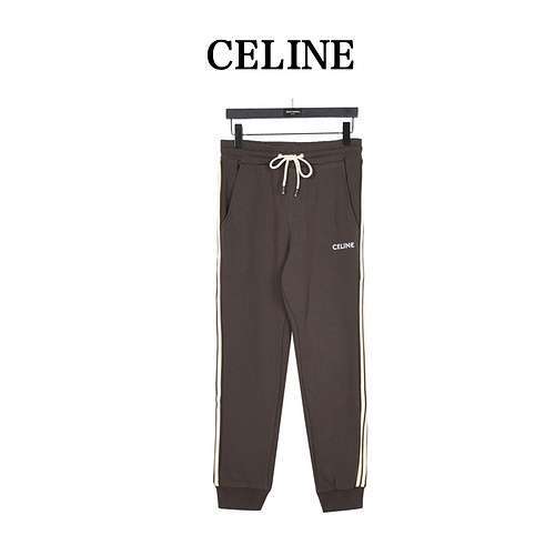 Pantaloni leggings CE Céline con fettuccia laterale e logo ricamato