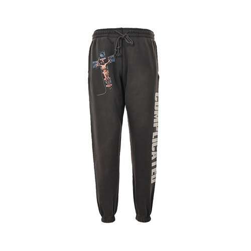 SAINTMICHAEL 23Fw pantaloni con stampa cross audio Jesus