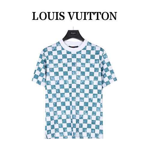 T-shirt a maniche corte con stampa a scacchiera di LVLouis Vuitton