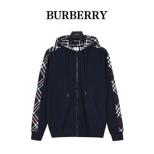 BBRBurberry giacca in felpa con cerniera e cerniera scozzese con ricamo TB