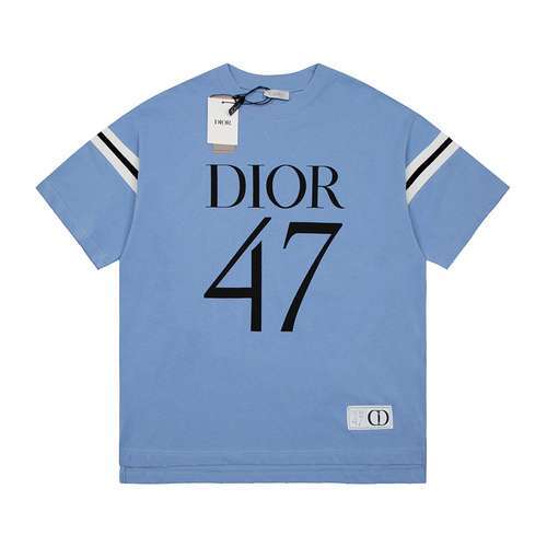 Top CD Dior 24ss 47 lettere maniche corte sul petto blu