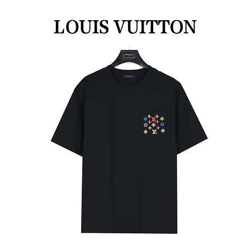 T-shirt a maniche corte ricamata colorata presbite con tasca LVLouis Vuitton