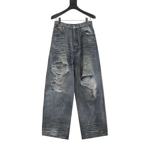 BLCG Pantaloni in denim strappati sporchi dipinti nascosti