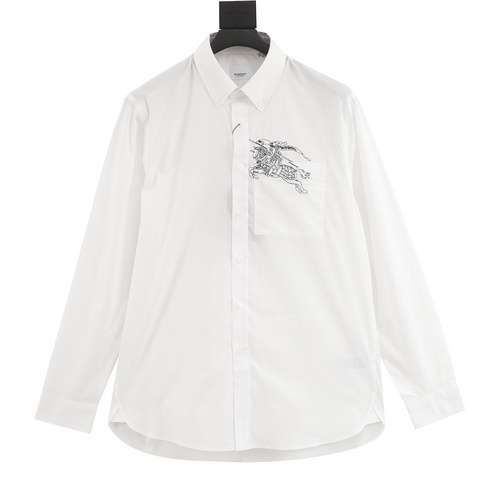 Camicia a maniche lunghe ricamata BBR Pocket War Horse