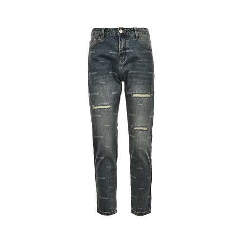 BLCGBalenciaga 23Fw jeans lavati sfrangiati con lettere stampate