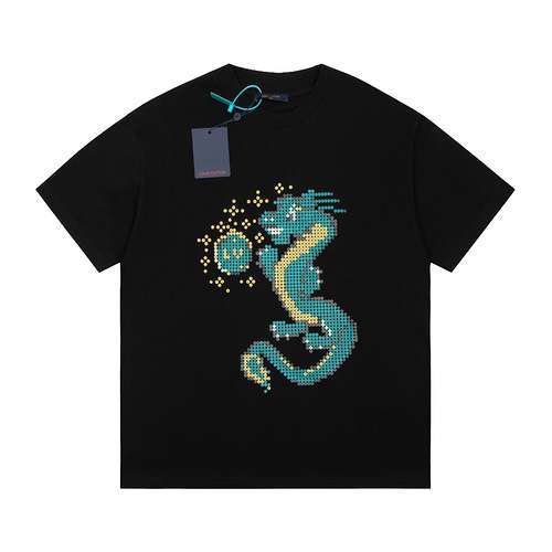 T-shirt a maniche corte LV Year of the Dragon con motivo limitato nera