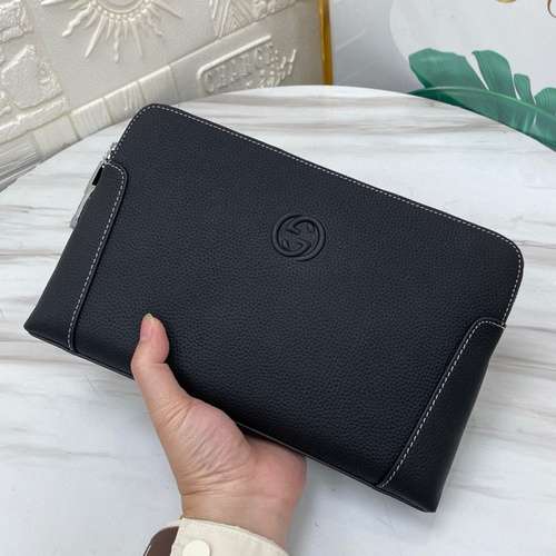 Pochette da uomo GG realizzata in pelle bovina originale importata, borsa regalo di alta qualità, di