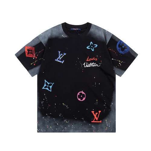 T-shirt a maniche corte con stampa di schizzi di inchiostro ad acquerello di LVLouis Vuitton