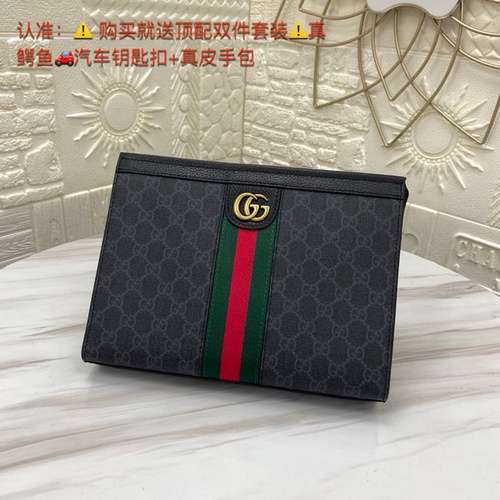 Pochette da uomo GG realizzata in pelle bovina originale importata, borsa regalo di alta qualità, di