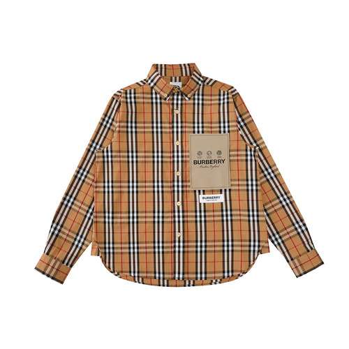 BBR Burberry 2022FW etichetta scozzese patch nuova camicia casual da coppia a maniche lunghe