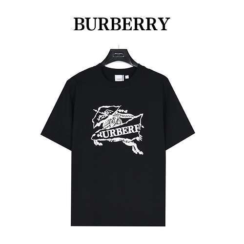 BBRBurberry 24ss War Horse T-shirt a maniche corte ricamata con cuciture nastrate