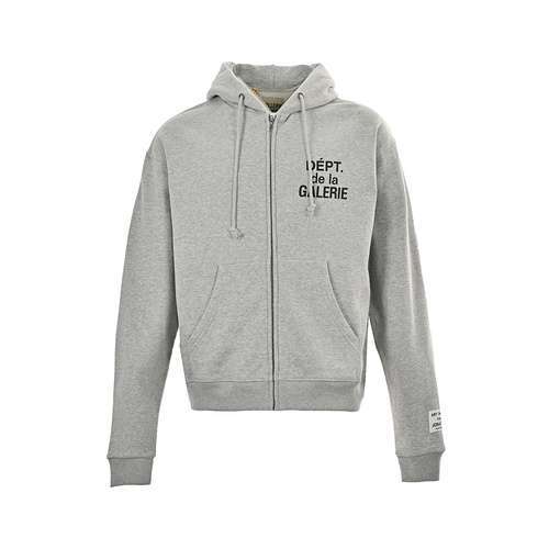 GD 23Fw Giacca con cappuccio e zip stampata con scritte francesi