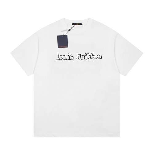 Tshirt LVLouis Vuitton 23ss con lettera strutturata ricamata a maniche corte